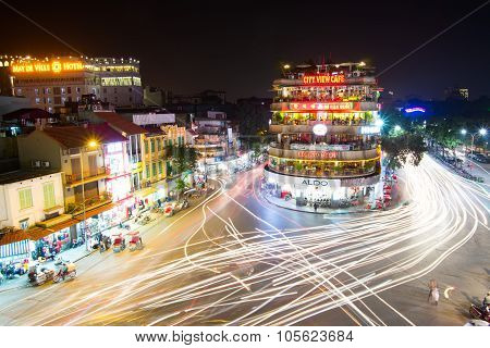 Hanoi old quarter at night.