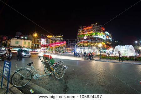 Hanoi old quarter at night.