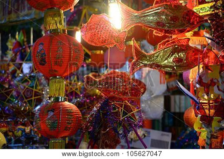 Lanterns in the market sale for Mid-Autumn festival ( Trung Thu ) in Hanoi ancient town, Vietnam.