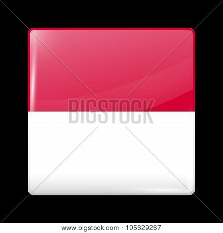 Flag Of Indonesia. Glassy Icon Square Shape