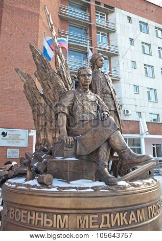 EKATERINBURG, RUSSIA -  OCTOBER 21, 2015: Photo of Monument military medics.