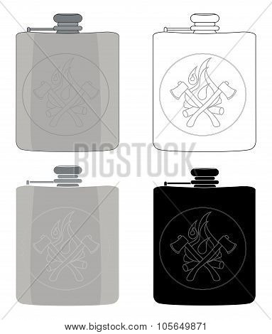 Drinking flask icon set