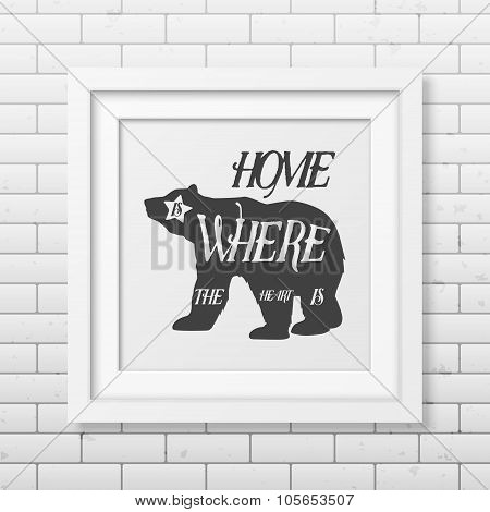 Quote typographical Background in the realistic square white frame