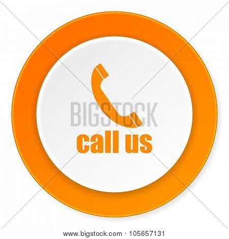 call us orange circle 3d modern design flat icon on white background