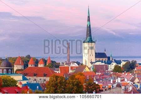 Aerial view old town, Tallinn, Estonia