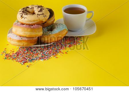 Donuts On Brigth Background