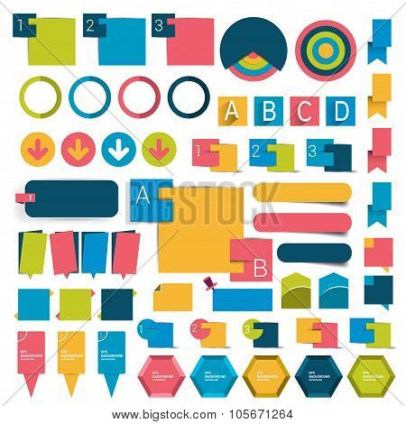Big Set Infographics Flat Design Buttons.