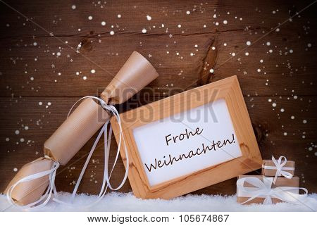 Gift With Text Frohe Weihnachten Mean Merry Christmas, Snowflake