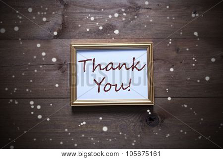 Golden Picture Frame With Thank You And Snowflakes