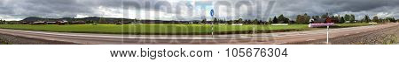 Panoramic View Of Field And Houses At The Highway Near Aeppelbo