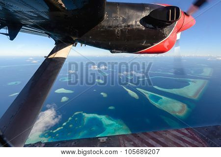 Maldives' Atoll Observing From Seaplane