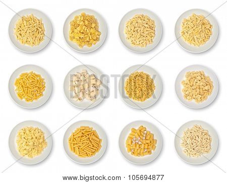 food background different kind of italian pasta
