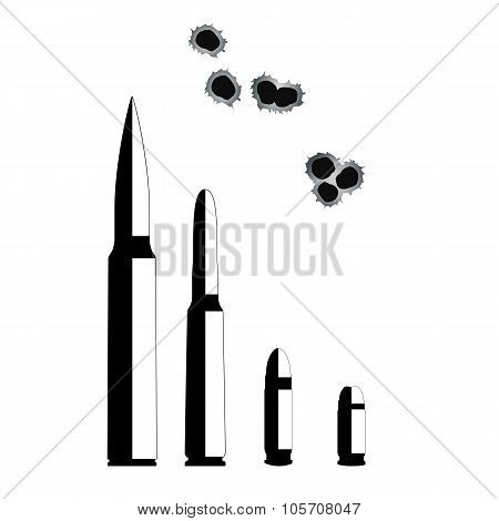 Bullet. Weapons Isolated on White Background. Vector Illustratio