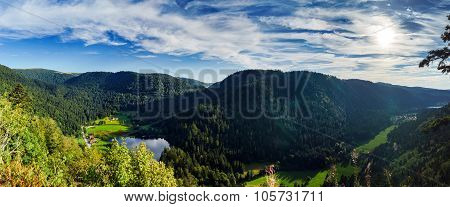 Beautiful Mountains With Small Lake Panoramic View