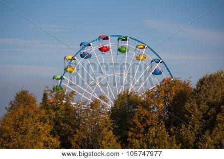 Carousel in the autumn park.