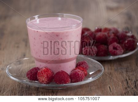 Smoothies Of Frozen Raspberries And Strawberries    .