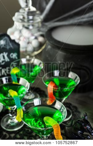 Fresh non-alcoholic cocktails prepared for Halloween party..