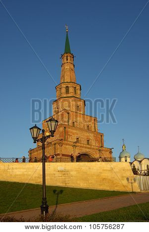 Soyembika Tower And Palace Church In Kazan Kremlin