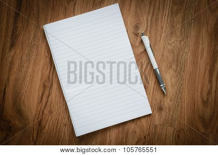 Blank Page Of Notebook, Pencil, Business Concept
