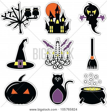 2 Halloween Icons Set In Color Label