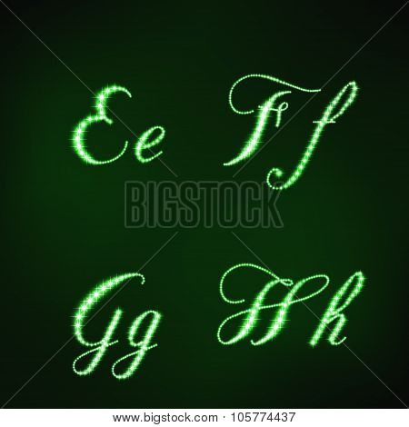 illustration of green stars style of letters EFGH
