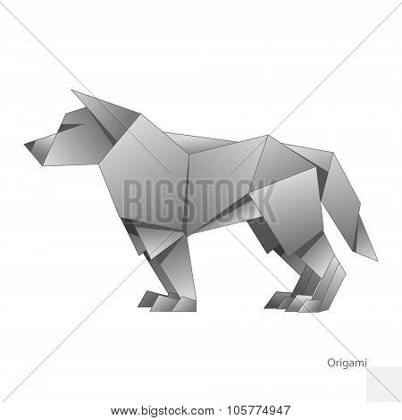 Origami paper wolf vector illustration