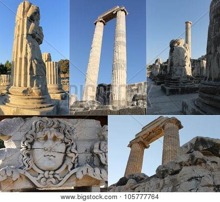 The ruins of an ancient temple of Apollo in Didim, Turkey