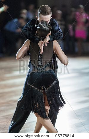 Minsk, Belarus-september 27, 2015: Unidentified Dance Couple Performs Juniors-2 Latin -american Prog
