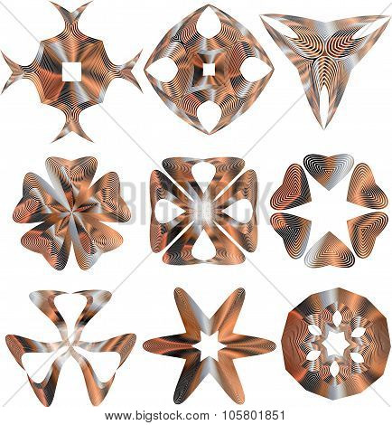 Duocolor abstract flower set
