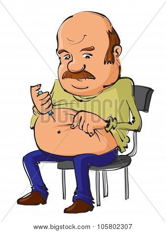Man  Makes  Insulin Injection