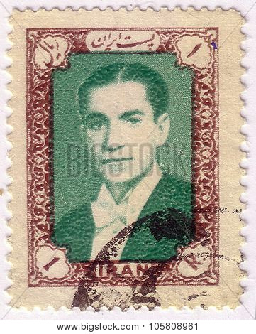 Iran - Circa 1939: A Stamp Printed In Iran Shows Image Of Mohammad Reza Shah Pahlavi, Shah Of Iran F
