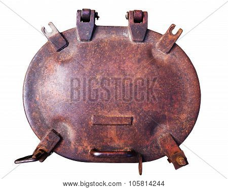 iron hatch on top isolated on white background