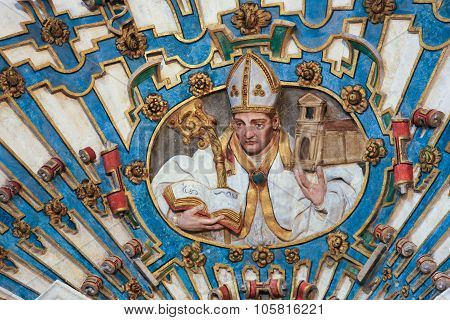 Bishop Sculpture In Burgos Cathedral, Spain