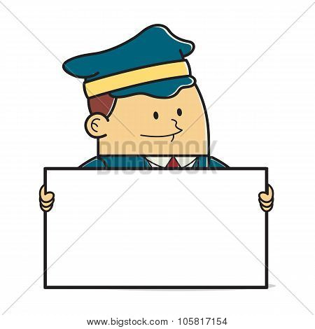 Postman holding sign
