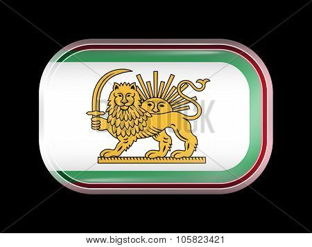 Variant Flag Of Iran With Lion And Sun Emblem. Rectangular Shape With Rounded Corners