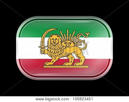 Variant Flag Of Iran With Lion And Sun Emblem. Rectangular Shape With Rounded Corners