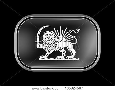Variant Flag Of Iran With Lion And Sun Emblem. Rectangular Shape With Rounded Corners