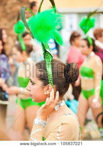 Corralejo - March 17: School-age Samba Dancers Taking Part In Grand Carnival Parade, March 17, 2012