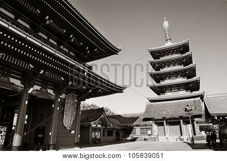 TOKYO, JAPAN - MAY 15: Historical architecture in temple on May 15, 2013 in Tokyo. Sensoji Temple, founded in 645 CE, making it the oldest temple in Tokyo.