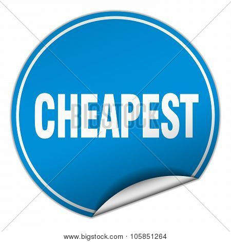 Cheapest Round Blue Sticker Isolated On White