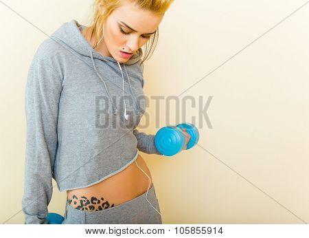 Skinny Woman With Barbells
