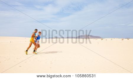 Corralejo - November 03: Participants Running In The Dunes At Fourth International Fuerteventura Hal