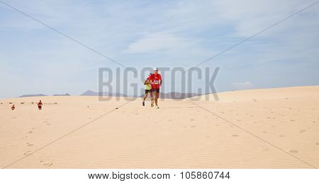Corralejo - November 03: Participants Running In The Dunes At Fourth International Fuerteventura Hal