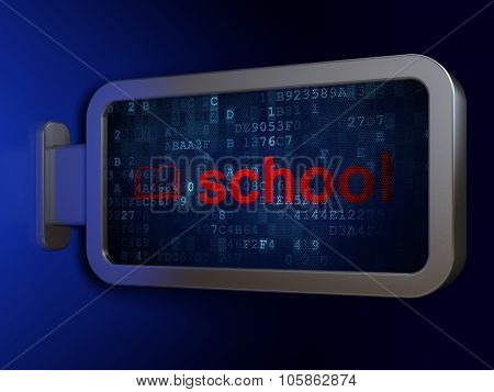 Education concept: School and Book on billboard background