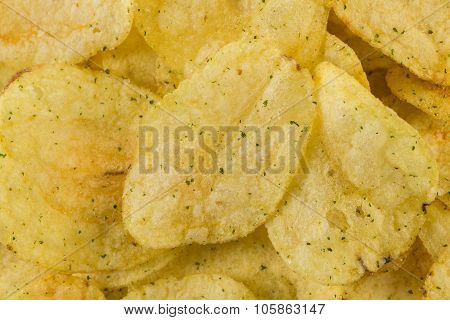 Prepared Potato Chips Snack Closeup View