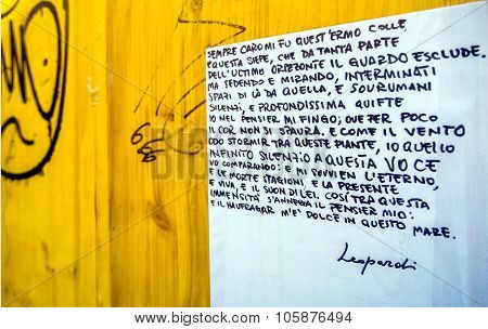 Giacomo Leopardi Quotation On Public Wall