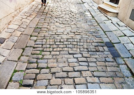 Medieval Cobblestone Street In Bratislava