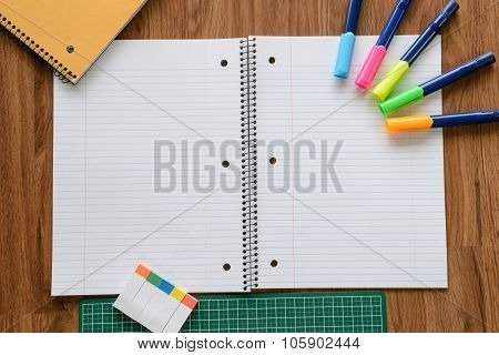 Blank Page Of Notebook And White Pencil, Business Concept