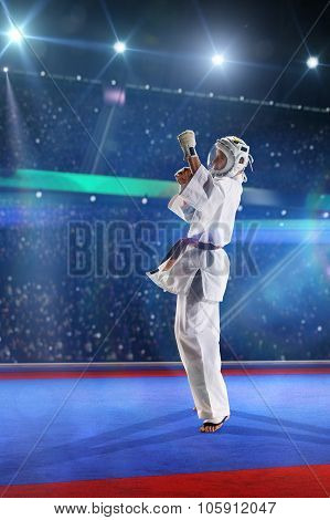 Kudo fighter is working out on the grand arena