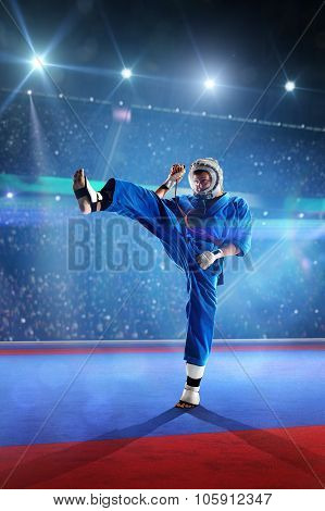 Kudo fighter is working out on the grand arena